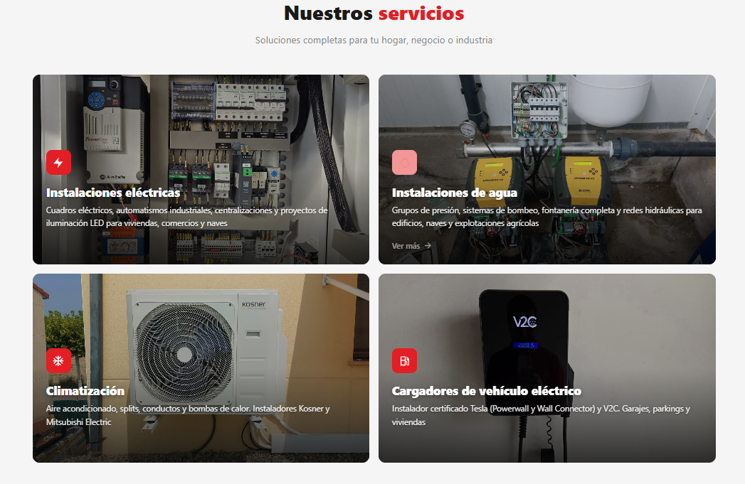 Web profesional SP Instalaciones - electricista