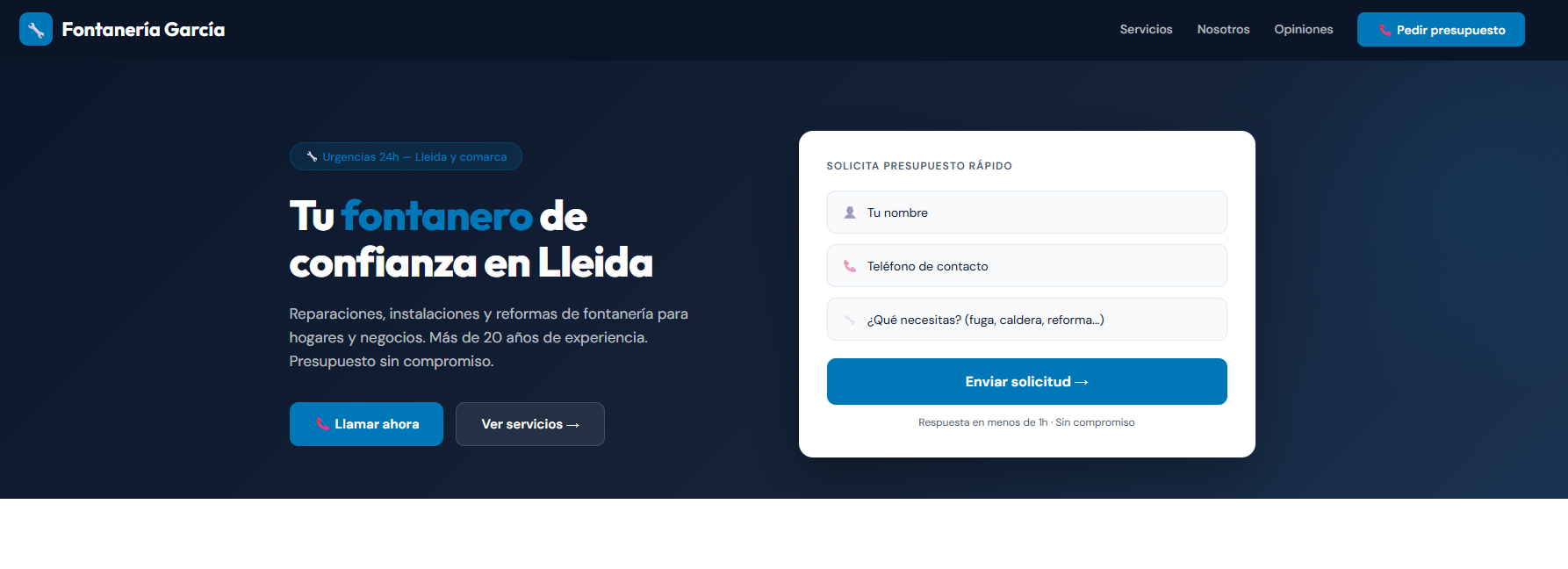 Web profesional fontanería - demo WebGrow